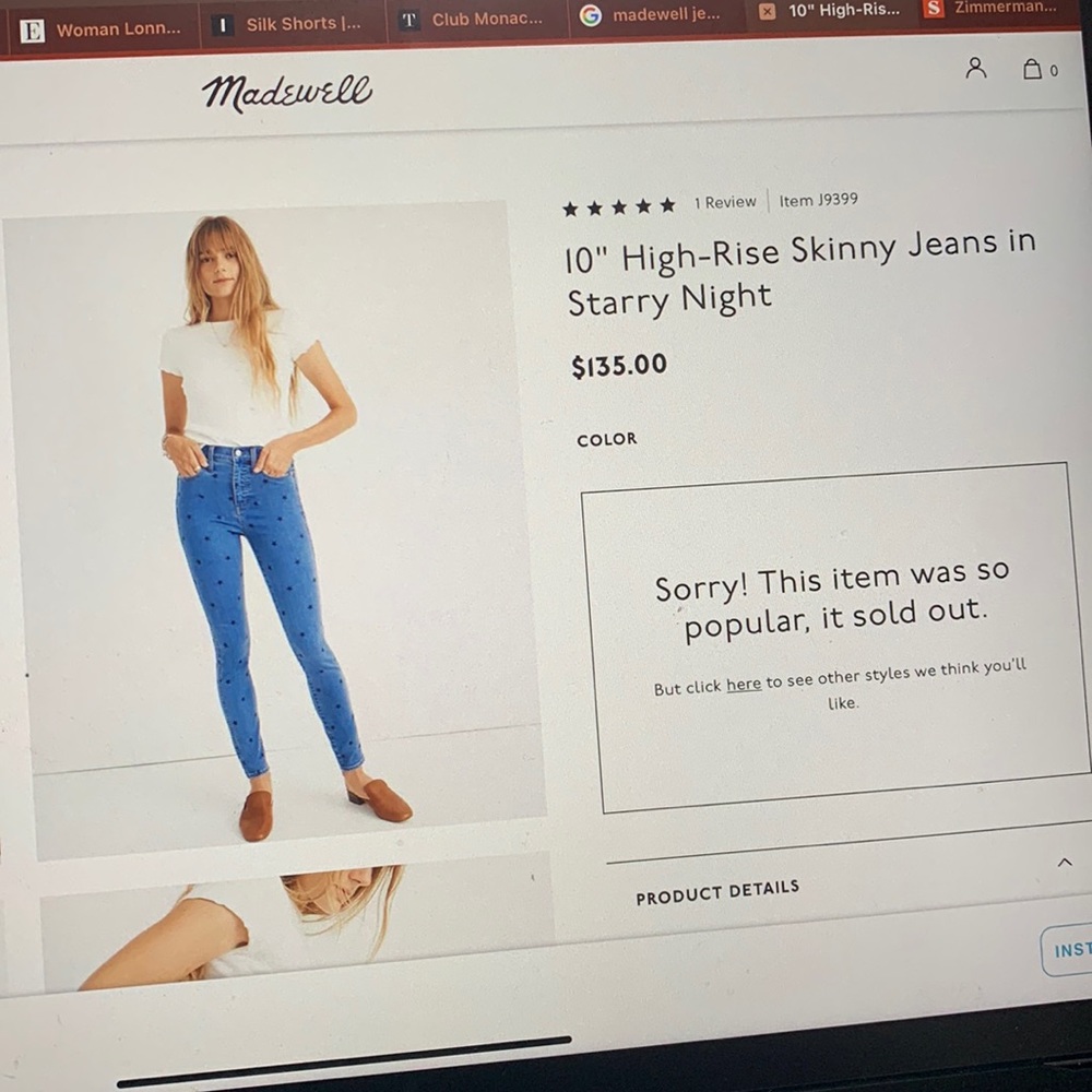 10 high rise skinny jeans in starry night madewell